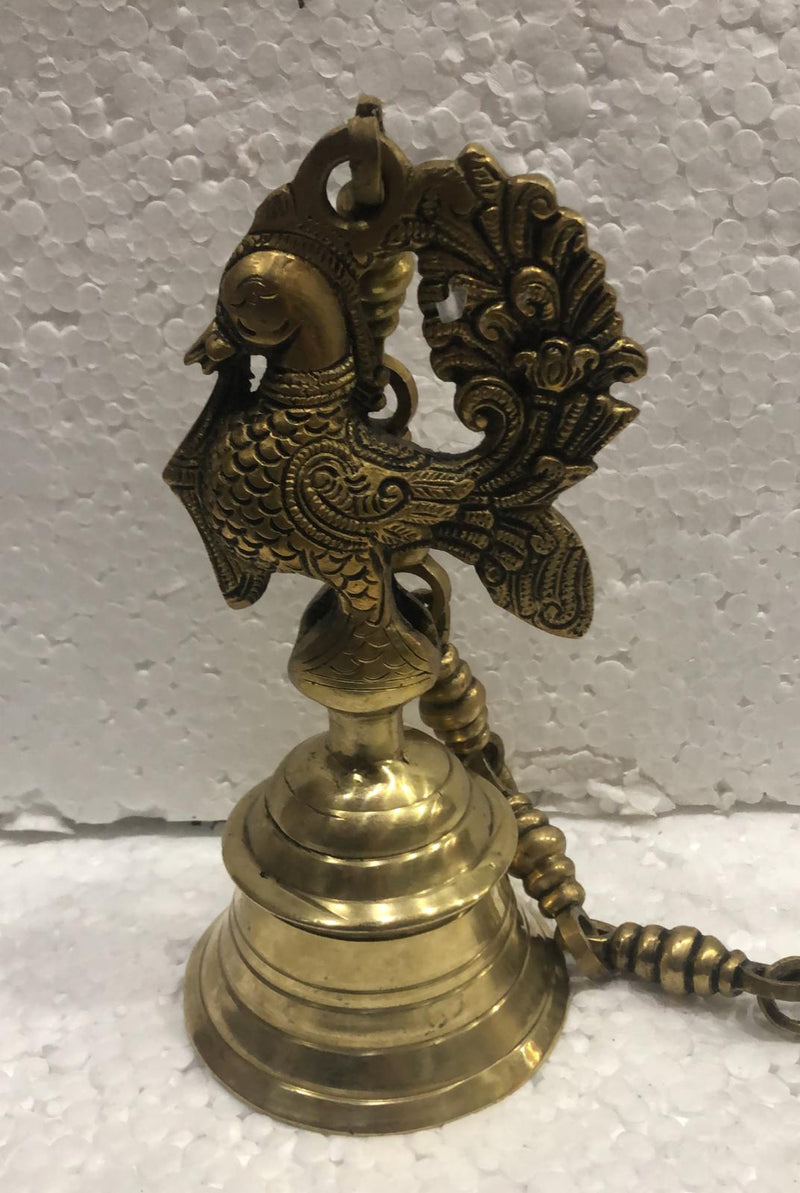 Brass Puja Bell Peacock (Hanging)