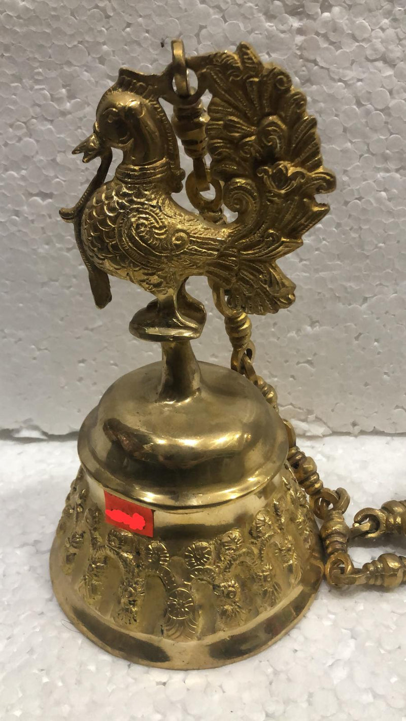 Brass Puja Bell Peacock (Hanging)