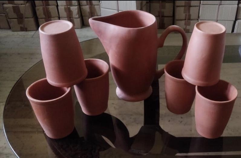 Clay-Water Jug with 6 Glasses