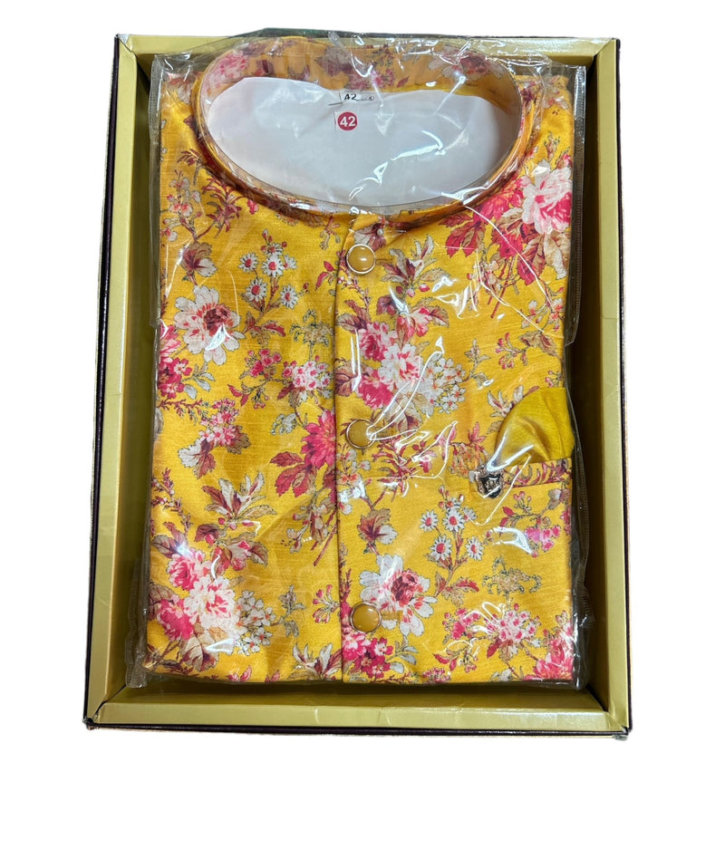 Kurta Pajama Jacket Set (Flowery)