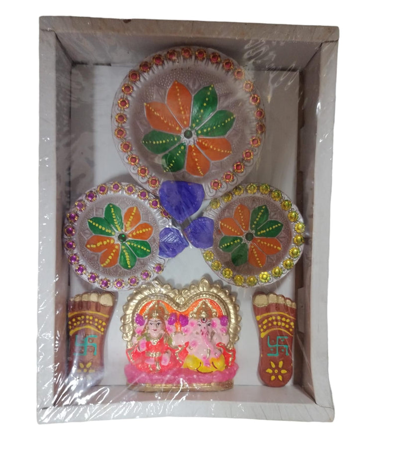 2+1 DIYA SET-LG-CHARAN GIFT SET