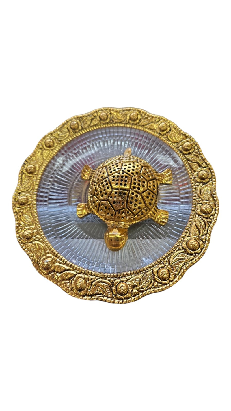 Puja Plate With Tortoise (Glass) mn