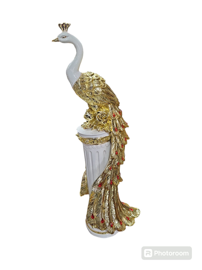 FIGURINE PEACOCK WHITE PILLAR