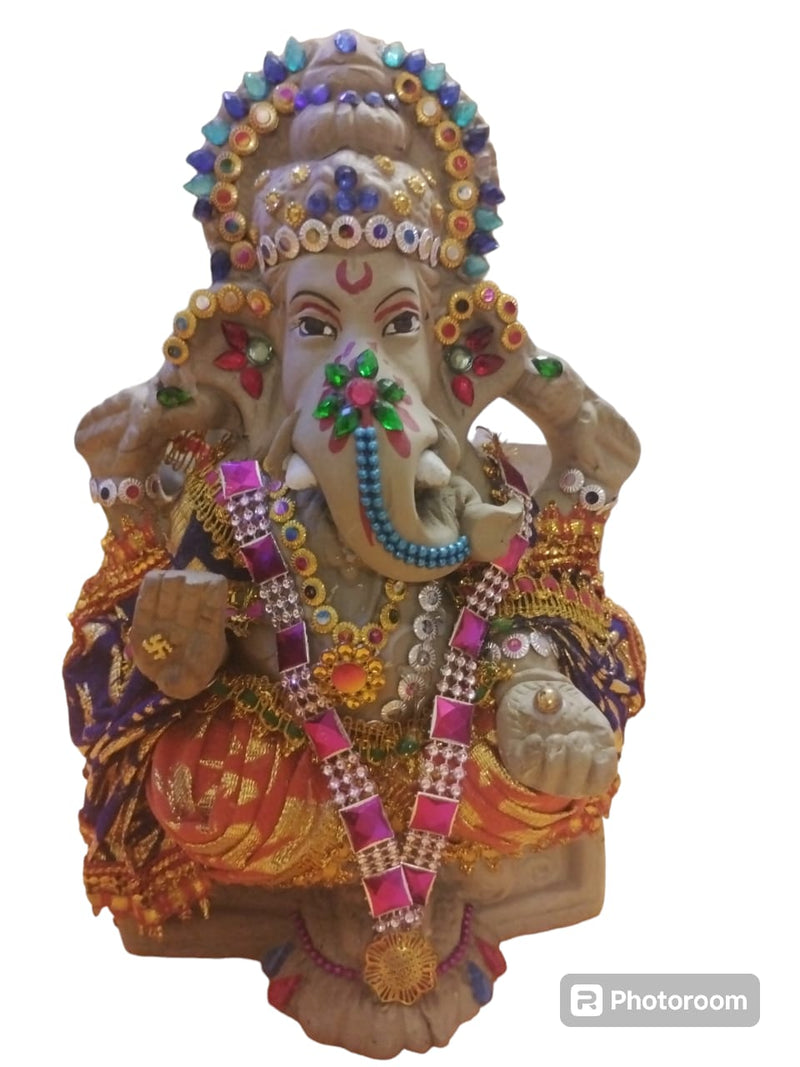 Grey Ganesh Ji Visrjan (Cloth Decoration)