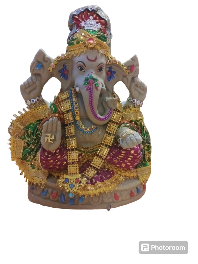 Grey Ganesh Ji Visrjan (Cloth Decoration)