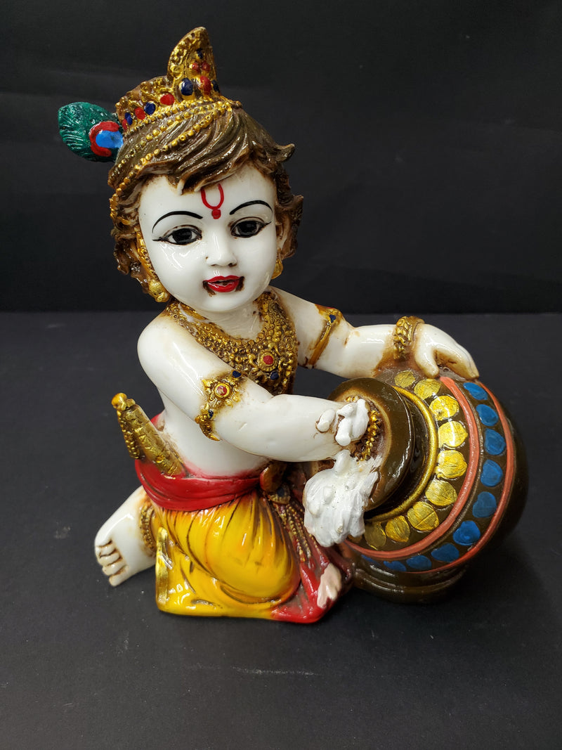 Baby Krishna golden white statue